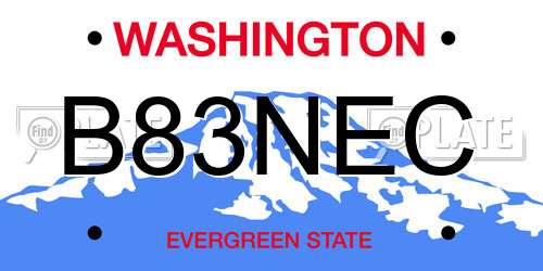 B83NEC Washington License Plate