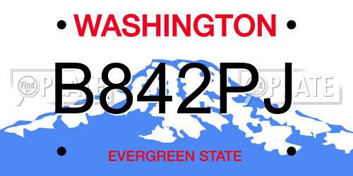 B842PJ Washington License Plate