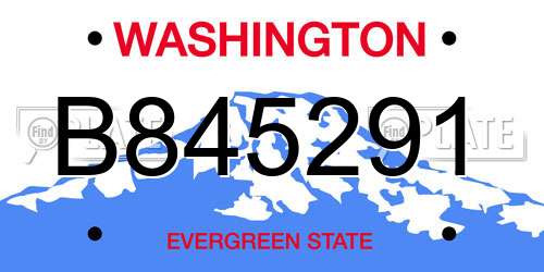 B845291 Washington License Plate