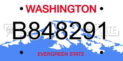 B848291 Washington License Plate