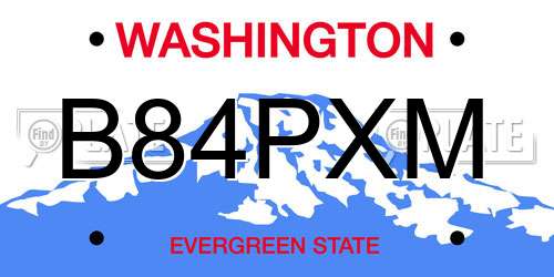 B84PXM Washington License Plate