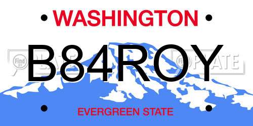B84ROY Washington License Plate