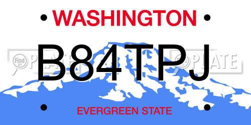 B84TPJ Washington License Plate