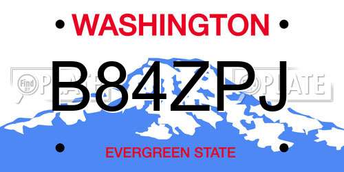 B84ZPJ Washington License Plate