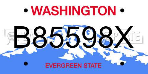 B85598X Washington License Plate