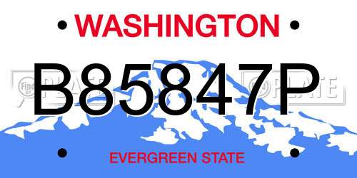 B85847P Washington License Plate