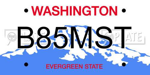 B85MST Washington License Plate