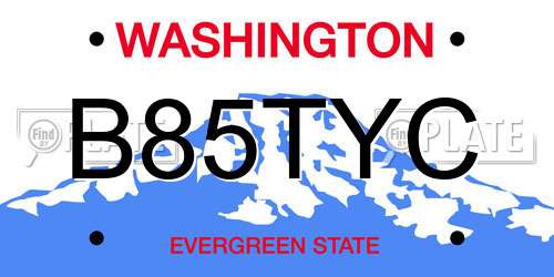 B85TYC Washington License Plate