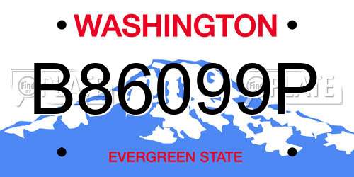 B86099P Washington License Plate
