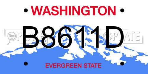 B8611D Washington License Plate