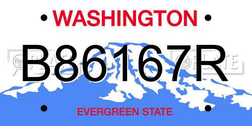 B86167R Washington License Plate