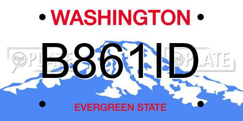 B861ID Washington License Plate
