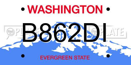 B862DI Washington License Plate