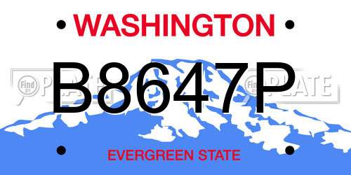 B8647P Washington License Plate