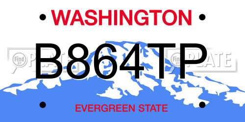 B864TP Washington License Plate