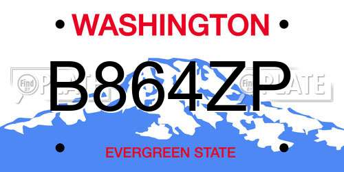B864ZP Washington License Plate