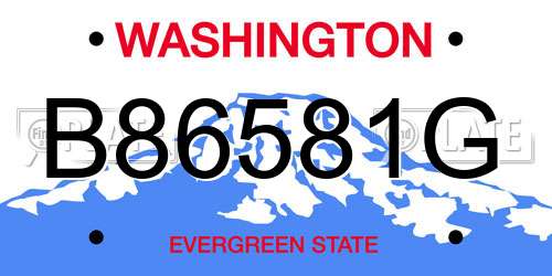 B86581G Washington License Plate