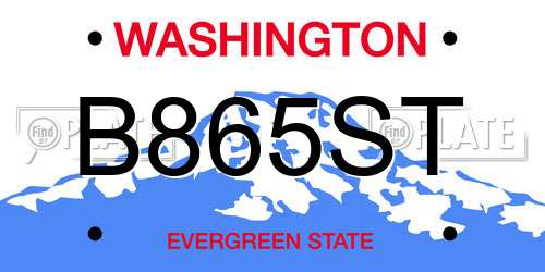 B865ST Washington License Plate