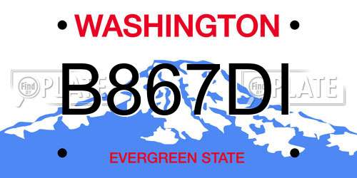 B867DI Washington License Plate