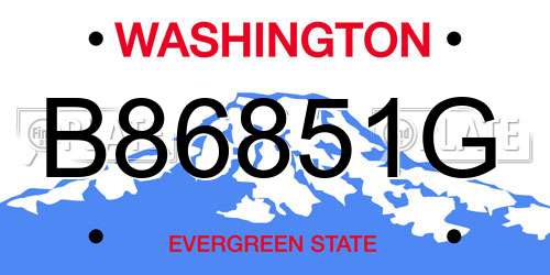 B86851G Washington License Plate