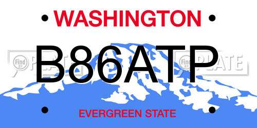 B86ATP Washington License Plate