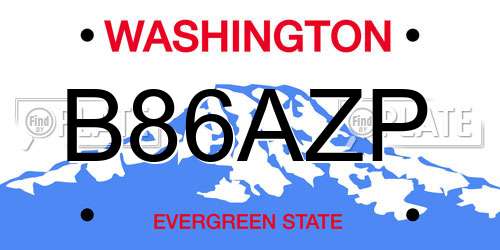 B86AZP Washington License Plate