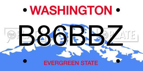 B86BBZ Washington License Plate