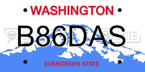 B86DAS Washington License Plate
