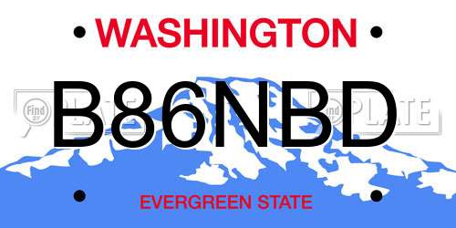 B86NBD Washington License Plate