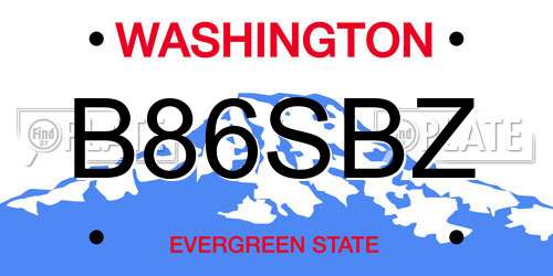 B86SBZ Washington License Plate