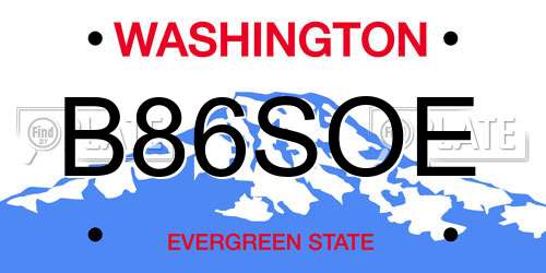B86SOE Washington License Plate