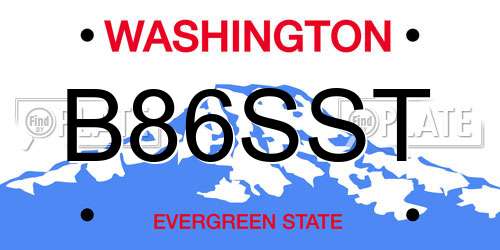 B86SST Washington License Plate