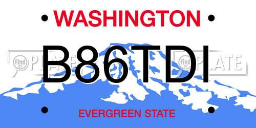 B86TDI Washington License Plate