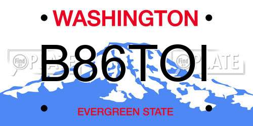 B86TOI Washington License Plate