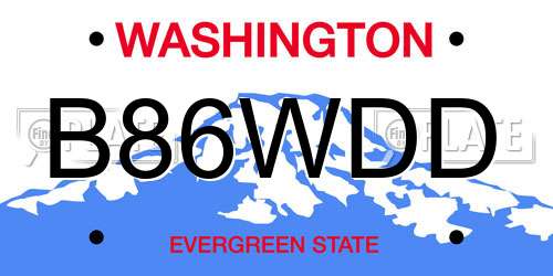 B86WDD Washington License Plate