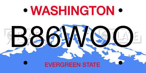 B86WOO Washington License Plate