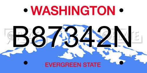 B87342N Washington License Plate