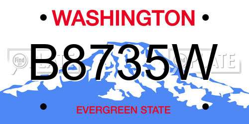 B8735W Washington License Plate