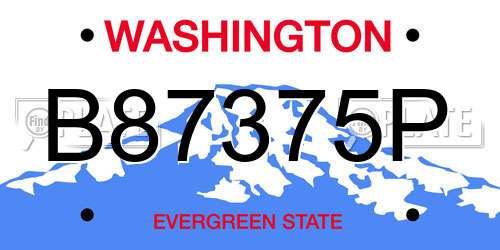 B87375P Washington License Plate
