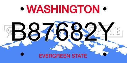 B87682Y Washington License Plate