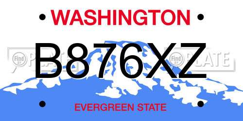B876XZ Washington License Plate