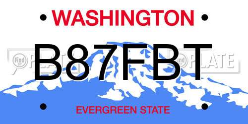 B87FBT Washington License Plate