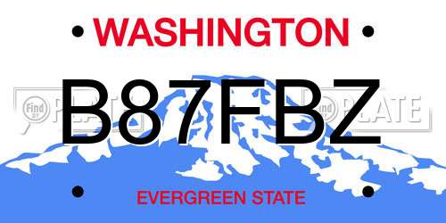 B87FBZ Washington License Plate