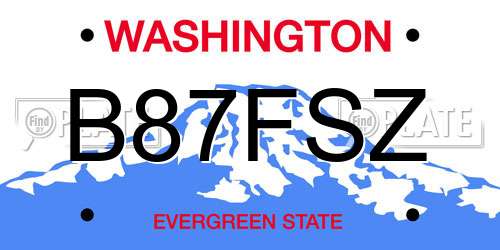 B87FSZ Washington License Plate