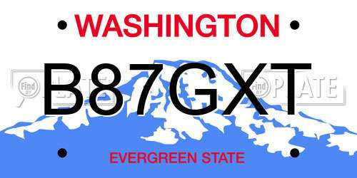 B87GXT Washington License Plate