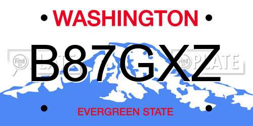 B87GXZ Washington License Plate