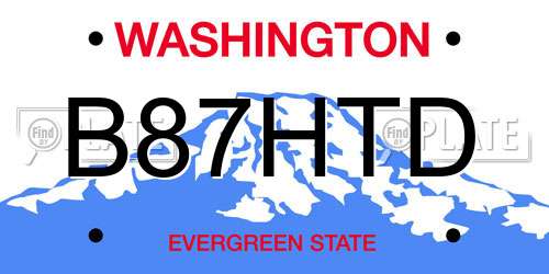 B87HTD Washington License Plate