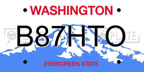 B87HTO Washington License Plate
