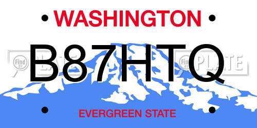 B87HTQ Washington License Plate