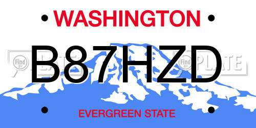 B87HZD Washington License Plate